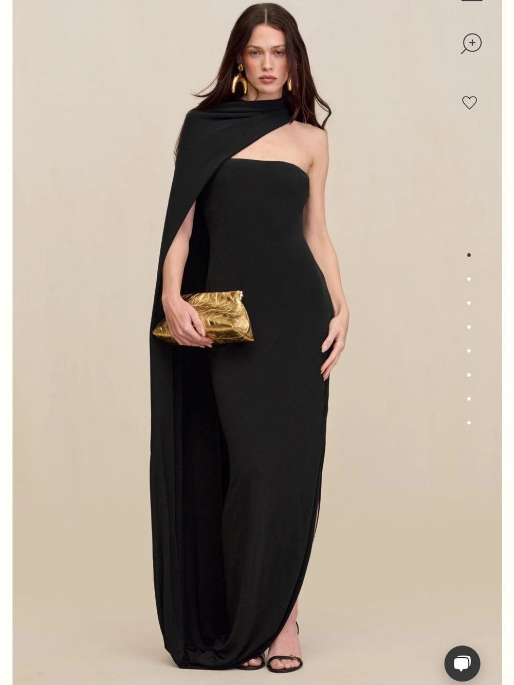 Cult Gaia Stunning Black Strapless Gown with Draped Cape